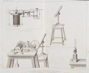 Aparato de Fizeau para medir la velocidad de la luz - en Astronomía popular por François Arago, París, Cide Publisher