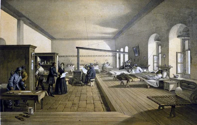 Florence Nightingale (1820 - 1910) en el Hospital de Scutari en Turquía alrededor de 1855