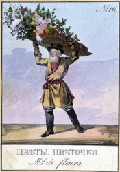 Vendedor de flores en Rusia en el siglo XIX