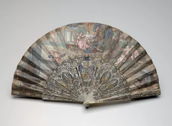 Abanico plegable con "Rinaldo y Armida," después de François Boucher, c.1734-50