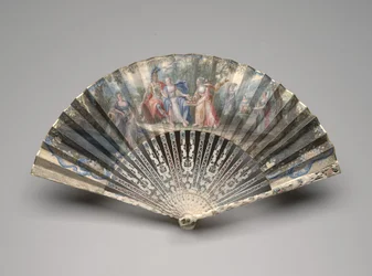 Abanico plegable con un tema clásico, posiblemente una alegoría del matrimonio, c.1750s-60s