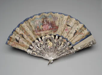Abanico plegable con una escena de cortejo, c.1770-80