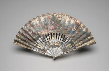 Abanico plegable con una escena pastoral, c.1740-60