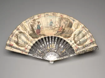 Abanico plegable con una escena pastoral, c.1770s