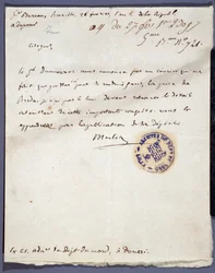 Revolución Francesa: carta manuscrita fechada el 26/02/1793 de un tal Merlin sobre la captura de la ciudad de Breda en Holanda el 24 de febrero por el General Dumouriez. Archivos Departamentales de Nord Lille