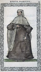 Mujer francesa en traje de luto - en "Habits et effigies" de Jean Sulperius