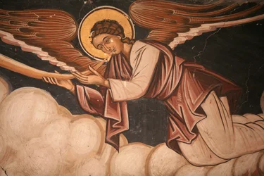 Fresco de la iglesia del monasterio de Koutloumousiou, Monte Athos, Grecia, 2006 (foto)