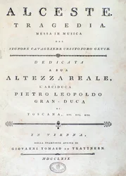 Portada de la partitura de Alceste, ópera de C. W. Gluck