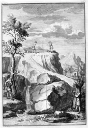 Geómetras midiendo - grabado de “De Architectura Libri X” de Leon Battista Alberti, impreso en Londres por Th. Edlin en 1739