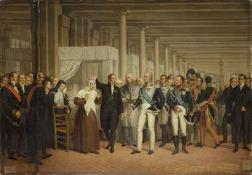 Guillaume Dupuytren (1777-1835), en el Hôtel-Dieu, presenta a Carlos X una operación ocular, hacia 1825 (óleo sobre lienzo)