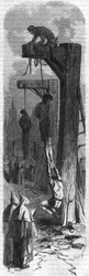 Ahorcamiento del diablo del olivo, barbero por Luis XI. Grabado del siglo XIX