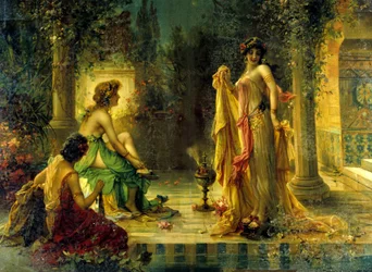 Escena de harén. Cromolitografía del siglo XIX