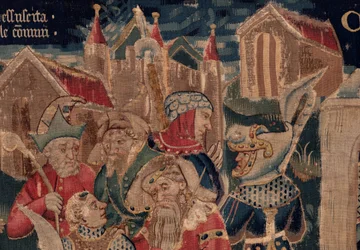 Historia de San Piat y San Eleuterio, Escena 12: La resurrección de la hija del tribuno (Detalle)