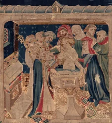 Historia de San Piat y San Eleuterio, Escena 13: Bautismo de Blanda (Detalle)