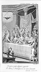 Ilustración de Sémiramis, ópera de Antonio Salieri (1750-1825). Libreto de Pierre Metastase (o Pietro Metastasio). Acto II, escena II