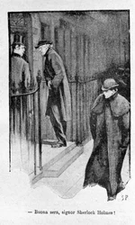 Ilustración del libro Sherlock Holmes. Finales del siglo XIX