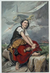 Juana escucha sus voces celestiales: el arcángel San Miguel, Santa Catalina y Santa Margarita le ordenaron ir a Francia para ayudar al rey y le aseguraron que Dios la ayudaría - en “Jeanne d