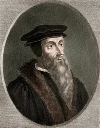 Juan Calvino - Jean Calvin 1509-1564 - grabado - siglo XIX