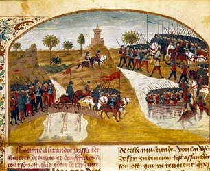 El rey Alejandro Magno (356-323 a.C.) y su ejército cruzan el Tigris y el Éufrates (detalle)