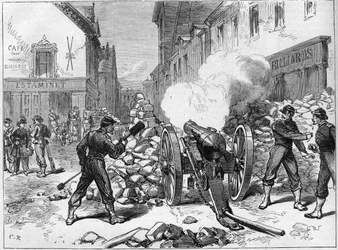 La Comuna de París en 1871. Batería instalada en Issy por los federados (comuneros).