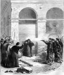 La Comuna de París en 1871. Sorpresa de petróleo en la rue de Rivoli.