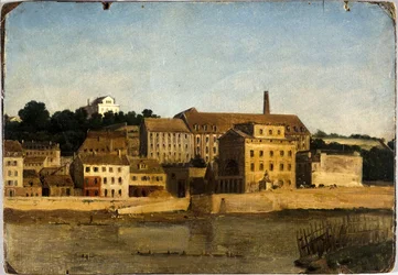 La raffinerie et le jardin Delessert, à Passy, vus de la rive gauche, circa 1820 (óleo sobre papel, cartón)