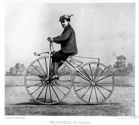 Le vélocipède Michaux - en Le centaure, grabado, Bibl. de la ville de Paris