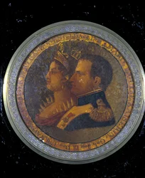 Tapa de una tabaquera con retratos de Napoleón I y Josefina. Milán, Museo del Risorgimento