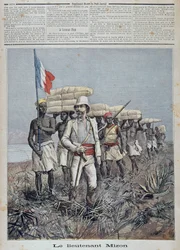 El teniente Mizon encabeza una columna de exploración en África Central - en Le petit journal del 09/07/1892