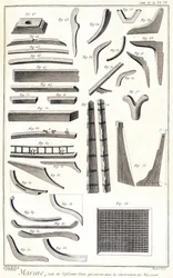Marina, diferentes habitaciones que entran en la construcción de barcos - en 