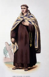 Miembro de la Orden del Carmen Descalzo (Orden de Nuestra Señora del Monte Carmelo). Grabado del siglo XIX