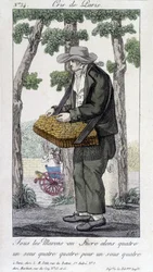 Vendedor de castañas con azúcar - en "Cris de Paris", principios del siglo XIX