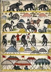 Campamento militar mogol. Página del manuscrito 