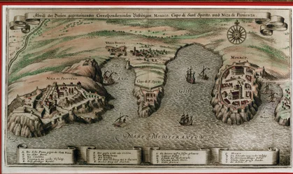 Niza, Villefranche y Mónaco en el siglo XVII (recorte geográfico)