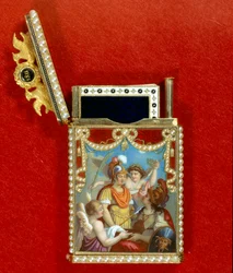 Estuche de cuaderno decorado con una pintura en miniatura alegórica sobre el nacimiento del Rey Napoleón II de Roma, Duque de Reichstadt (1811-1832) hijo del Emperador Napoleón I (1769-1821)