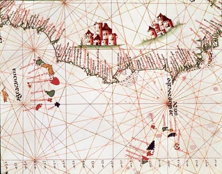 Página de un borrador marino que representa las islas de Cabo Verde, las Islas Canarias