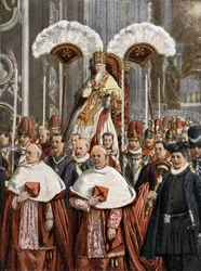 El Papa León XIII (Gioacchino Pecci 1810-1903) en la Basílica de San Pedro en Roma