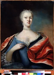 Retrato de la princesa Carlota Cristina de Brunswick Wolfenbuttel, esposa del zarevich Alexei de Rusia (1694-1715) (Retrato de Carlota Cristina de Brunswick Wolfenbuttel, esposa del zarevich Alexei de Rusia). Pintura anónima. Óleo sobre tela,