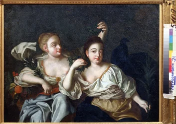 Retrato de las hijas del emperador Pedro el Grande (Retrato de las hijas de Pedro el Grande). Pintura anónima. Óleo sobre lienzo, 69 x 84 cm, principios del siglo XVIII. Museo Estatal de Arte de la República de Karelia, Petrosavodsk (República de Karelia).