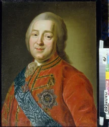 Retrato del general y conde Nikita Ivanovich Panin (1718-1783) (Retrato del general conde Nikita I. Panin). Pintura anónima, óleo sobre lienzo, segunda mitad del siglo XVIII, clasicismo. Museo Regional de Arte e Historia, Vyazniki (Rusia)