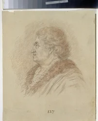 Retrato del Príncipe de Tauris, mariscal general y estadista Grigori Aleksandrovich Potemkin (Potyomkin) (1739-1791). (Retrato del Príncipe de Tauris, Mariscal de Campo General, Estadista G. A. Potyomkin). Dibujo anónimo, lápiz, sanguina sobre papel. arte 