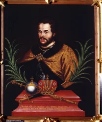 Retrato del Zar Ivan V Alexeyevich (1666-1696) (Retrato del Zar Ivan V Alexeyevich). Pintura anónima. Óleo sobre tela