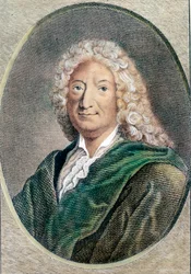 Retrato de Alain René Lesage (1668-1747), escritor francés. Grabado del siglo XVIII. Colección privada