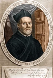 Retrato de Athanasius Kircher (1601 - 1680), jesuita, orientalista y erudito alemán - Grabado siglo XVIII