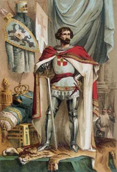 Retrato de Balduino I, emperador latino de Oriente (1171-1206), se convirtió en emperador de Constantinopla al participar en la Cuarta Cruzada. Conocido como Balduino IX de Flandes (o Balduino VI de Henao)