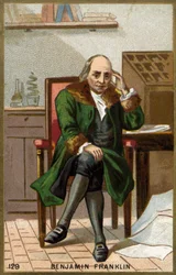 Retrato de Benjamin Franklin (1706 - 1790), político, memorialista, panfletario y físico estadounidense.