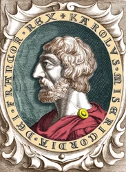 Retrato de Carlomagno o Carlos I el Grande (742 - 814) Rey de los Francos