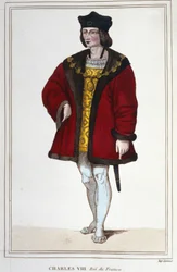 Retrato de Carlos VIII (1470 - 1498), Rey de Francia grabado de 1830