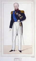 Retrato de Carlos X, Rey de Francia (1757 - 1836) grabado de 1830
