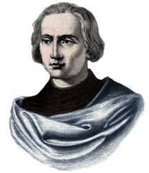 Retrato de Cristóbal Colón (1451-1506) - Grabado del siglo XIX